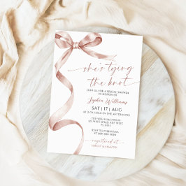 Convite Ela Está Fazendo o Nó Mocha Bow Chá de Noiva