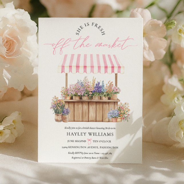 Convite Ela Está Fresca Do Mercado, Chá de panela Rosa (Criador carregado)