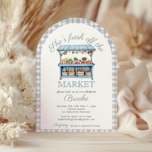 Convite Ela está fresca do mercado do Chá de panela azul