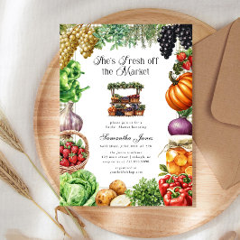 Convite Ela está Fresca do Mercado Gingham Chá de Noiva