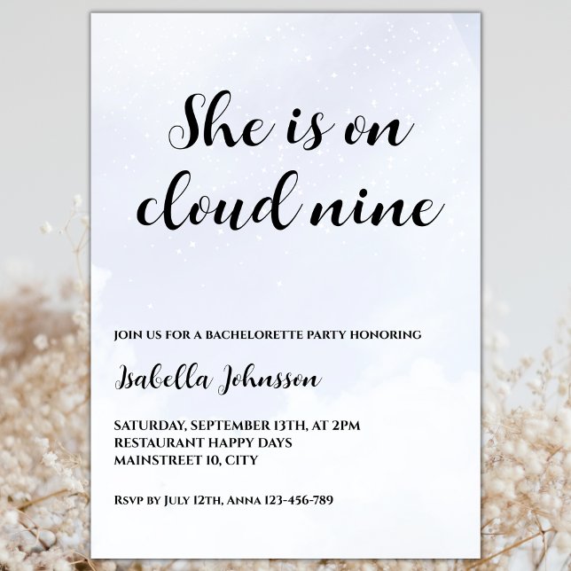 Convite Ela Está Na Festa de solteira Cloud Nine (she is on cloud nine bridal shower invitation she's on cloud nine invitation)