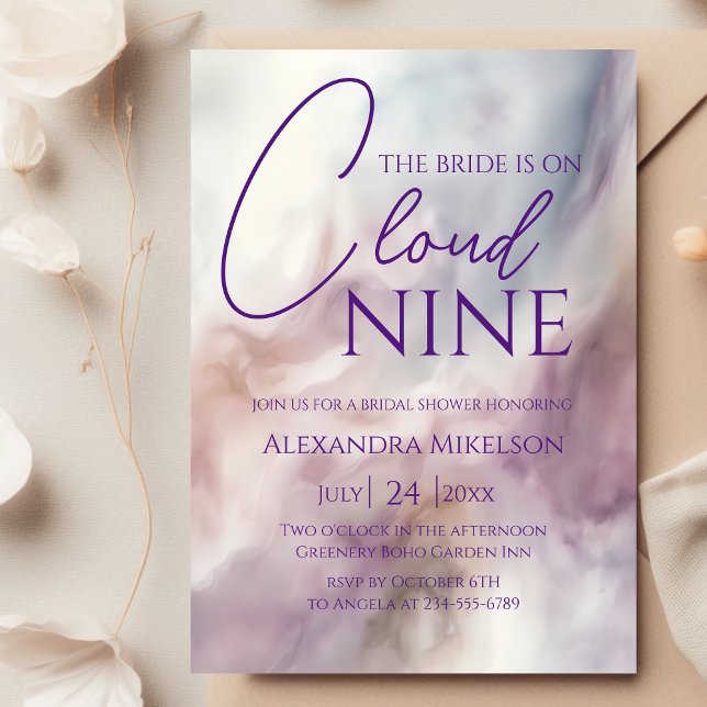 Convite Ela está na nuvem 9 Chá de panela Dreamy Pastel Sk (Criador carregado)