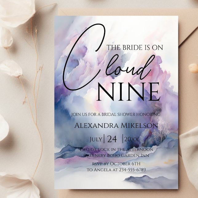 Convite Ela está na nuvem 9 Elegante Sonho de Chá de panel (Criador carregado)