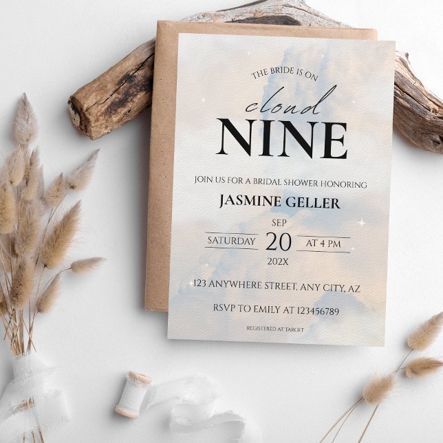 Convite Ela está na nuvem 9 Elegante Sonho de Chá de panel (Criador carregado)