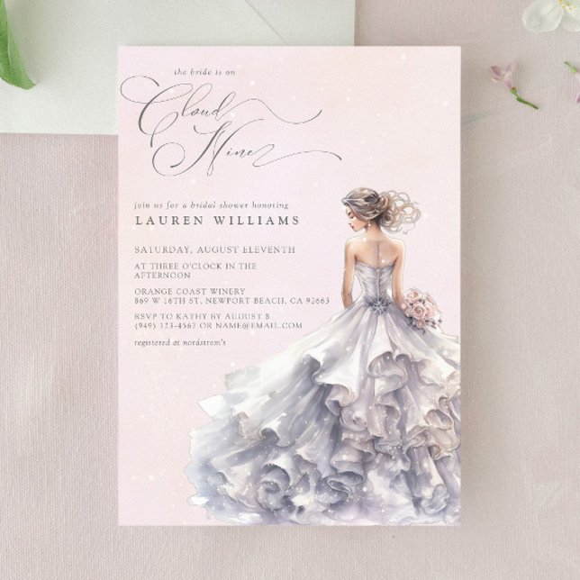 Convite Ela está no Chá de panela Cloud Nine Dreamy Pastel (Join us on Cloud Nine for her dreamy bridal shower!)