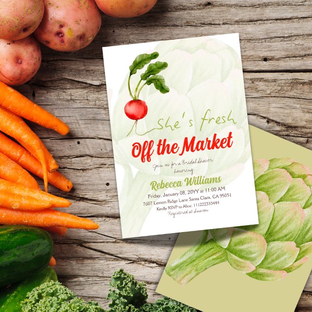 Convite Ela está nova no mercado do Chá de panela vermelho (Criador carregado)