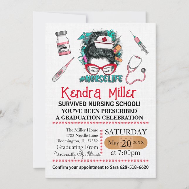 Convite Ela está pronta para chamar os sapatos de enfermag (Frente)