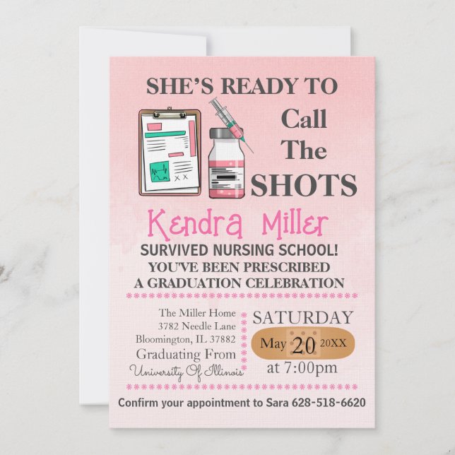 Convite Ela está pronta para chamar os sapatos de enfermag (Frente)