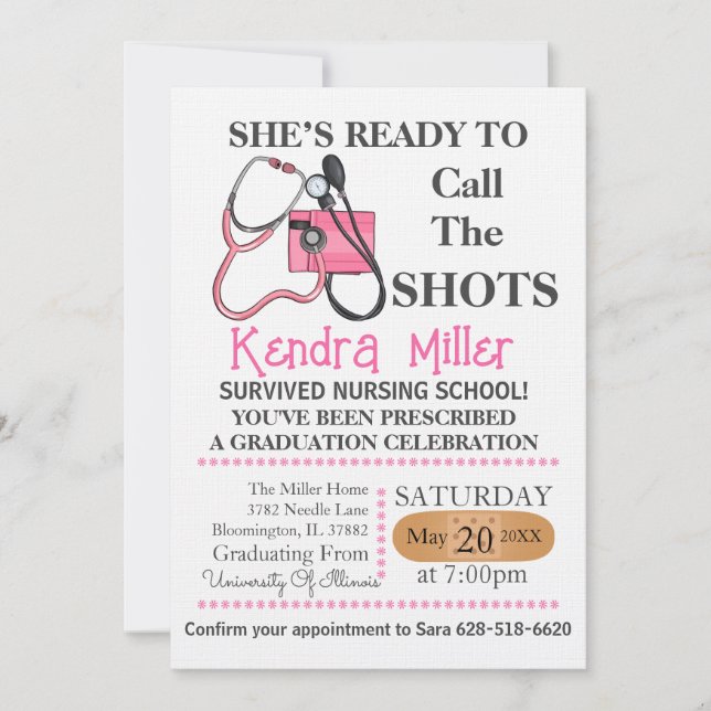 Convite Ela está pronta para chamar os sapatos de enfermag (Frente)