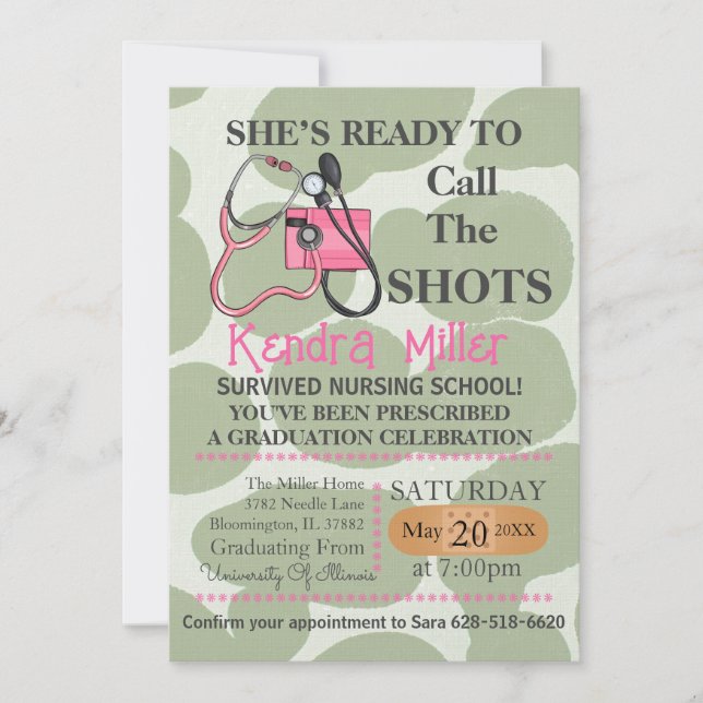 Convite Ela está pronta para chamar os sapatos de enfermag (Frente)