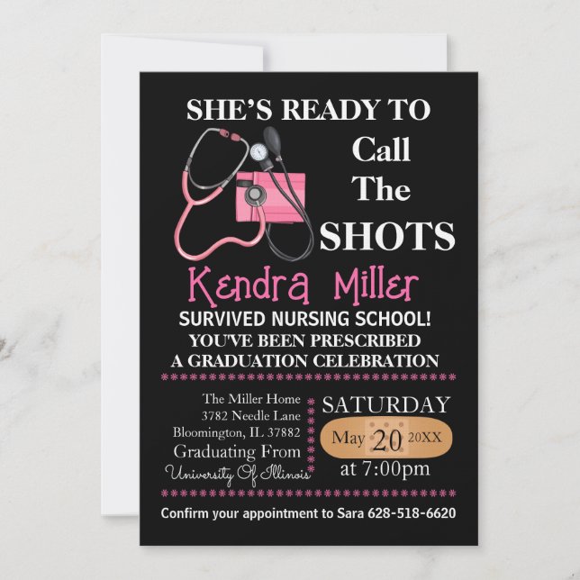 Convite Ela está pronta para chamar os sapatos de enfermag (Frente)