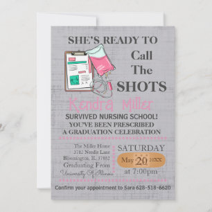 Convite Ela está pronta para chamar os "Shots Nursing Grad