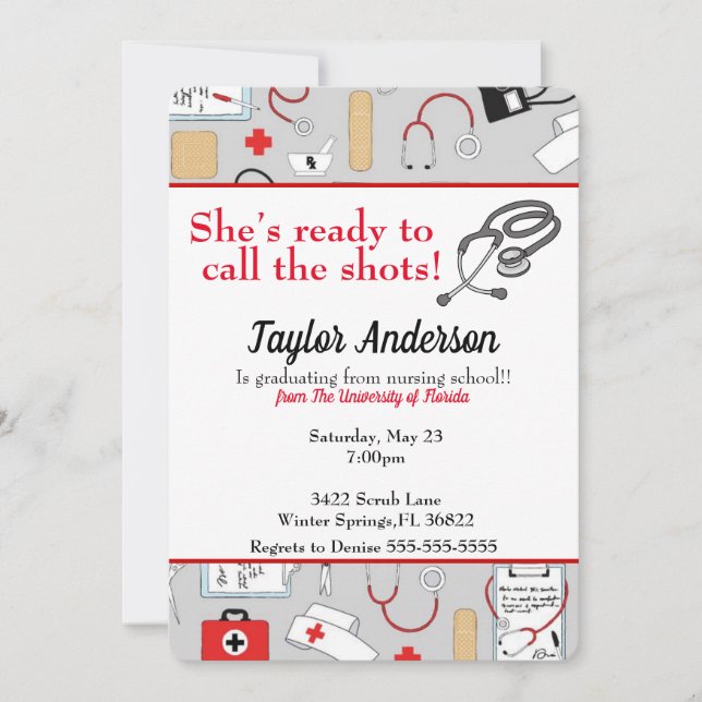 Convite Ela está pronta para ligar para a escola de enferm (Frente)