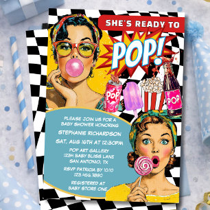 Convite Ela Está Pronta Para Nascer Arte Retro de Soda Men