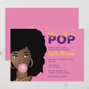 Convite Ela está pronta para Pop, Bubblegum Chá de fra