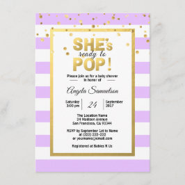 Convite Ela está pronta para POP Chá de fraldas Lavanda Do