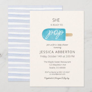 Convite Ela está pronta para Pop de Chá de fraldas