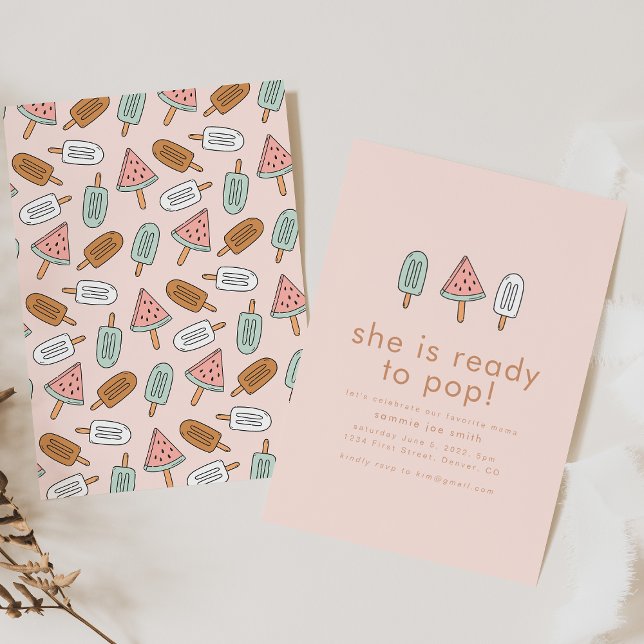 Convite Ela está pronta para Pop de Chá de fraldas de pico (Criador carregado)