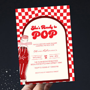 Convite Ela está pronta para pop soda chá de fraldas de co