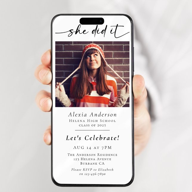 Convite Ela Fez Festa de formatura De Evento Digital (Criador carregado)