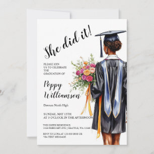 Convite Ela Fez Graduação Por Aquarela