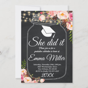 Convite Ela Fez Isso, Festa de formatura Chalkboard