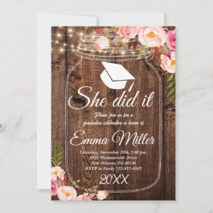 Convite Ela Fez Isso — Festa de formatura Rústica