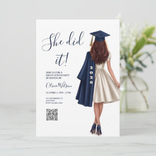 Convite Ela Fez Isso Formatura de Garota Elegante Azul M