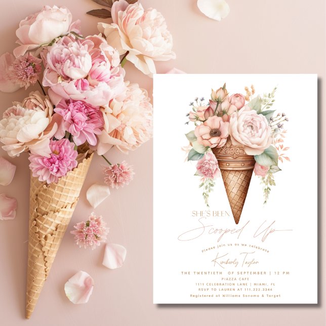 Convite Ela foi esfregada no Chá de panela Sorvete (She's Been Scooped Up Ice Cream Bridal Shower Invitation)