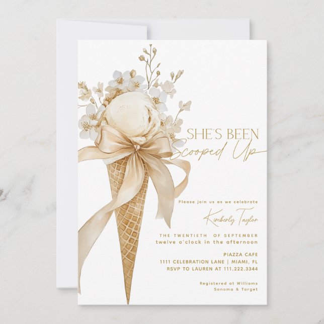 Convite Ela Foi Levada Sorvete Chá de Noiva (Frente)