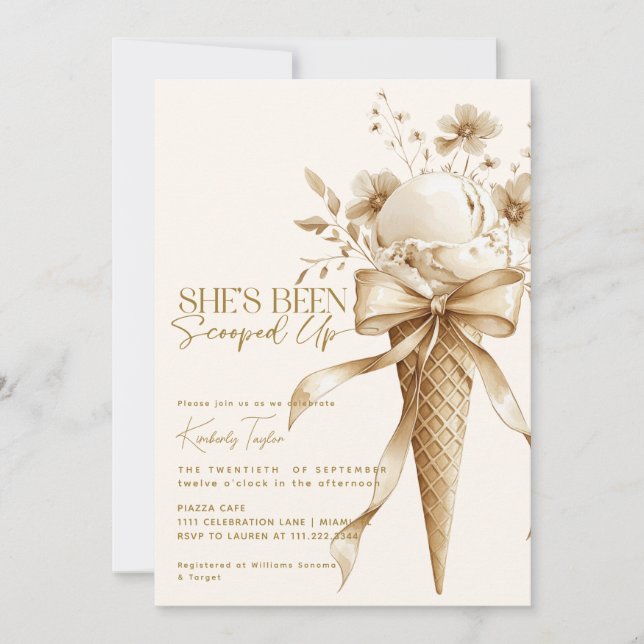 Convite Ela Foi Levada Sorvete Chá de Noiva (Frente)