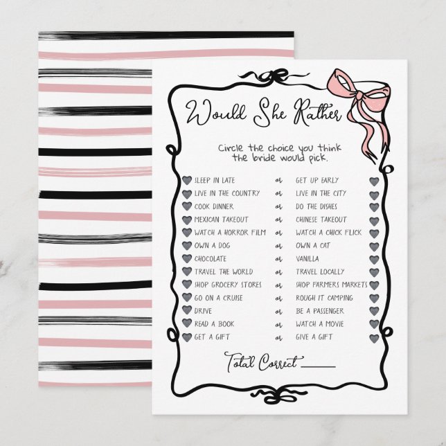 Convite Ela iria Preferencialmente o jogo de Chá de panela (Frente/Verso)