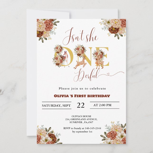 Convite Ela não é um cheio de primeiro aniversario de made (Frente)