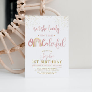 Convite Ela não é um maravilhoso Boho Rainbow Primeiro Ani