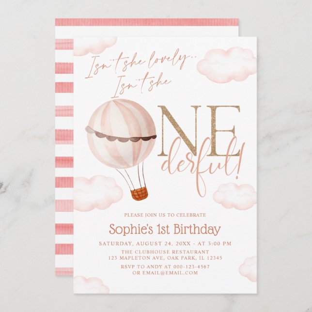 Convite Ela não é um primeiro aniversario maravilhoso de B (Frente/Verso)