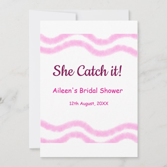 Convite Ela Pega isso linhas em espiral rosa em aquarela c (Frente)