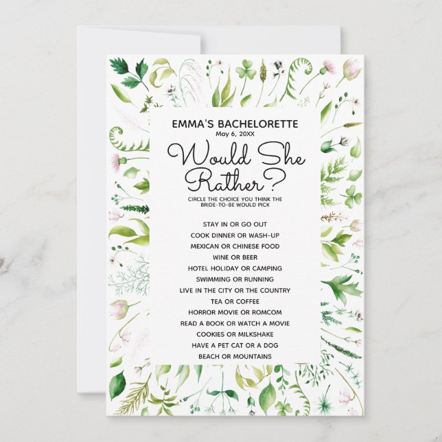 Convite Ela poderia preferencialmente jogo de chá de frald (Frente)