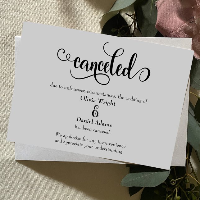 Convite Elaborado Comunicado de Cancelamento de Casamento  (Criador carregado)