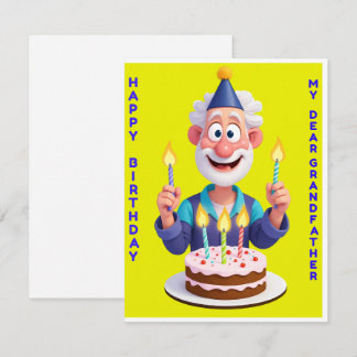 Convite Elderly Man Holds Birthday Cake