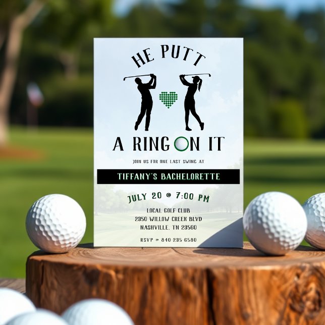 Convite Ele Colocou um Anel Nela Festa de Solteira de Golf (Criador carregado)