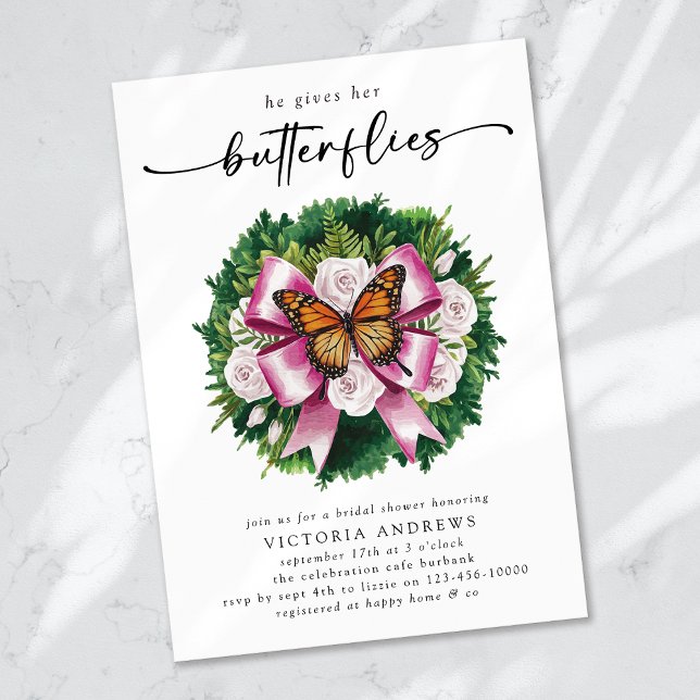 Convite Ele Dá-Lhe Chá de panela De Borboletas (Criador carregado)