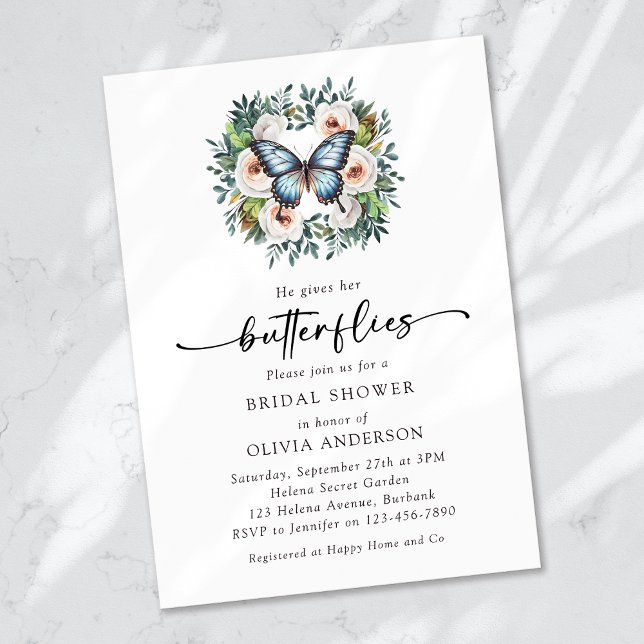 Convite Ele Dá-Lhe Chá de panela De Borboletas (Criador carregado)