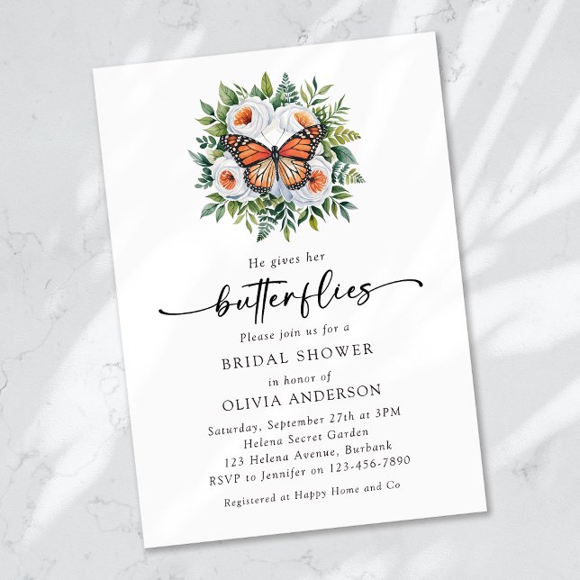 Convite Ele Dá-Lhe Chá de panela De Borboletas (Criador carregado)