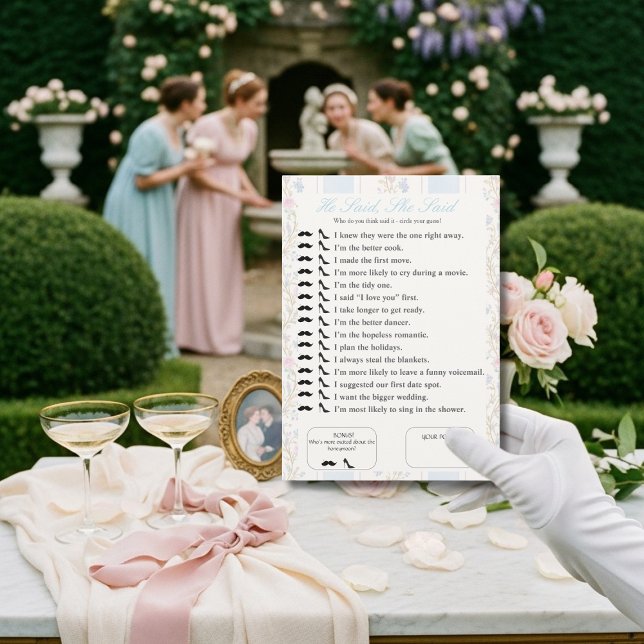 Convite Ele Disse, Ela Disse Jogo Floral da Festa de Noiva (He Said, She Said Bridal shower Floral Game)