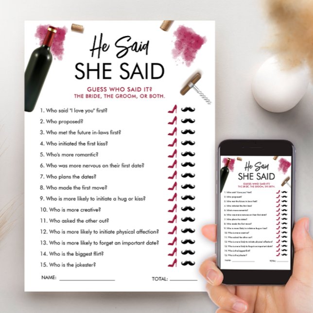 Convite Ele Disse Que Disse Chá de panela De Vinho De Cart (Criador carregado)