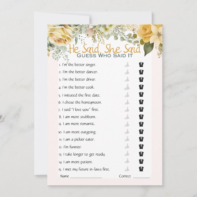 Convite Ele Disse Que Disse Jogo De Chá de panela (Frente)