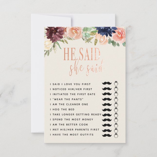 Convite Ele disse que ela disse: "Cópia do Jogo de Casamen (Frente)