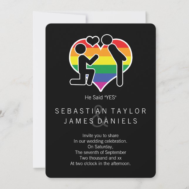 Convite Ele Disse Sim Sr. E Sr. Proposta Gay Wedding (Frente)