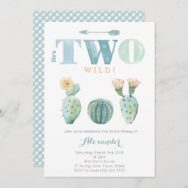 Convite Ele é duas festas de cacto segundo aniversário sel