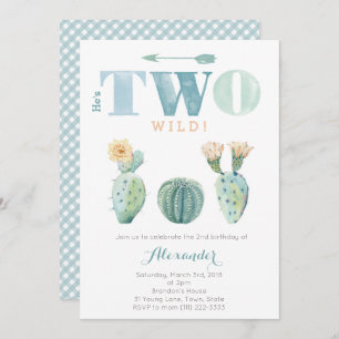 Convite Ele é duas festas de cacto segundo aniversário sel